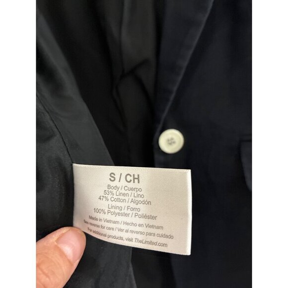 The Limited women's Linen Scrunch 3/4 Sleeve office black Jacket Blazer - Small - Picture 4 of 7